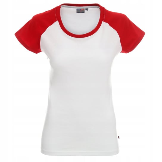 Koszulka damska bawełniana czerwone rękawy T-shirt na codzień biały XL Promostars