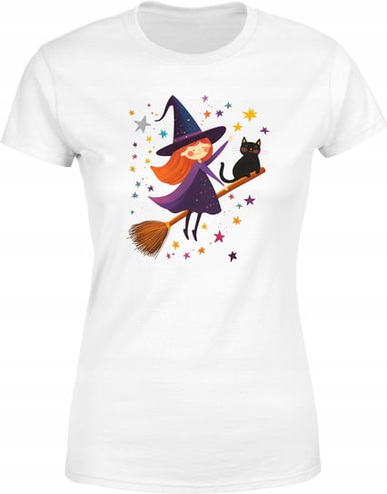 Koszulka damska magiczna Czarownica z kotem na Halloween t-shirt Inna marka