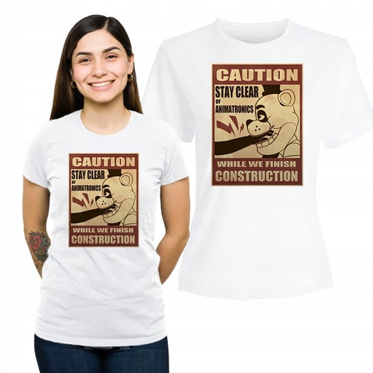 Koszulka Damska Nadruk Bawełniany T-shirt Prezent Urodziny FNAF Caution L Plexido