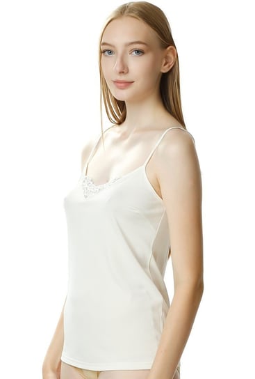 Koszulka damska Oliwia na ramiączkach : Kolor - Ecru, Rozmiar - 40 Mewa Lingerie