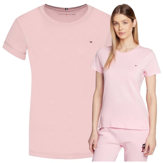 Koszulka Damska Różowa Tommy Hilfiger Bawełniana Elegancka Elegancka r.XL Tommy Hilfiger