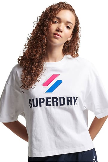 Koszulka damska Superdry Code Sl Stacked Apq Boxy bawełniana t-shirt-L Superdry