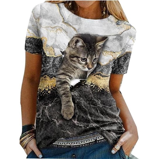 Koszulka damska t-shirt 3D z krótkim rękawem nadruk z kotem XL Inny producent