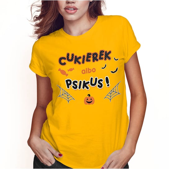 KOSZULKA DAMSKA T-SHIRT HALLOWEEN CUKIEREK ALBO PSIKUS SUPER JAKOŚĆ PolskaKoszulka