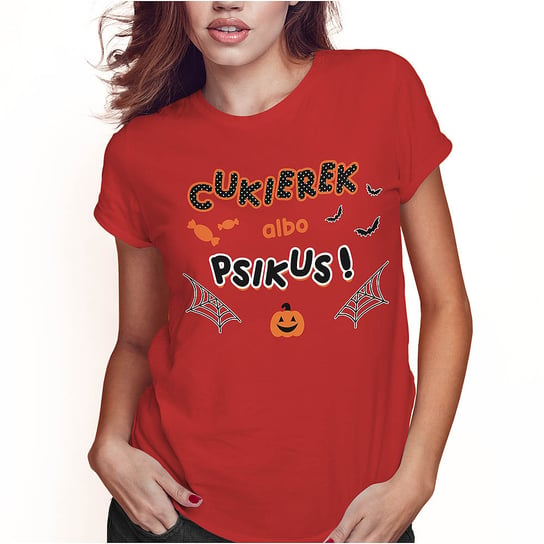 KOSZULKA DAMSKA T-SHIRT HALLOWEEN CUKIEREK ALBO PSIKUS SUPER JAKOŚĆ PolskaKoszulka