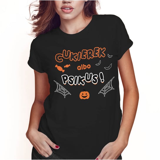 KOSZULKA DAMSKA T-SHIRT HALLOWEEN CUKIEREK ALBO PSIKUS SUPER JAKOŚĆ PolskaKoszulka