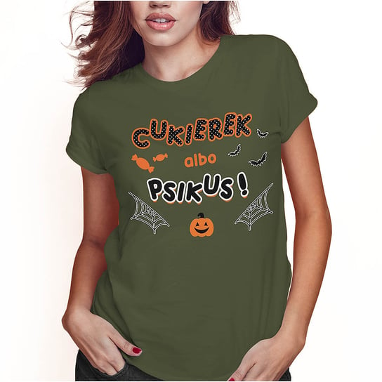 KOSZULKA DAMSKA T-SHIRT HALLOWEEN CUKIEREK ALBO PSIKUS SUPER JAKOŚĆ PolskaKoszulka