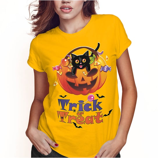 KOSZULKA DAMSKA T-SHIRT HALLOWEEN SŁODYCZE ALBO PSIKUS SUPER JAKOŚĆ PolskaKoszulka