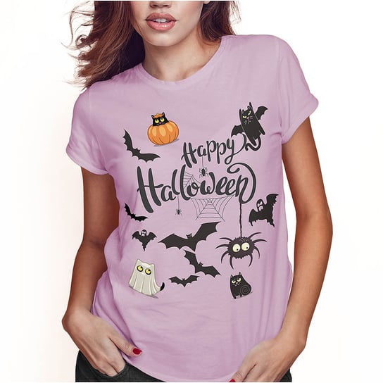 KOSZULKA DAMSKA T-SHIRT HAPPY HALLOWEEN KOTY KOTKI SUPER JAKOŚĆ PolskaKoszulka