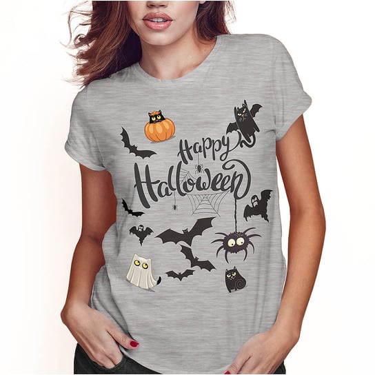 KOSZULKA DAMSKA T-SHIRT HAPPY HALLOWEEN KOTY KOTKI SUPER JAKOŚĆ PolskaKoszulka