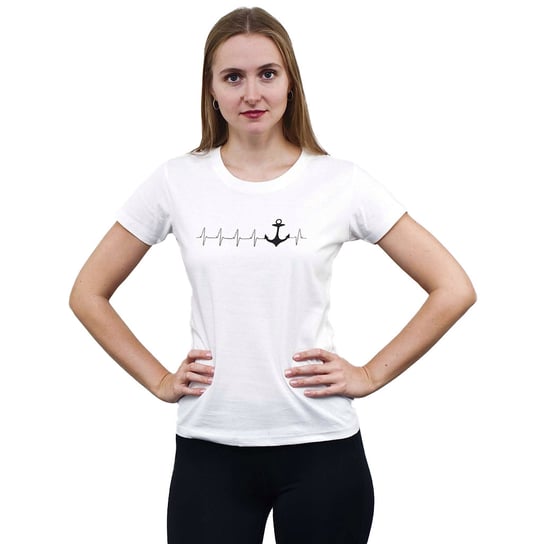 Koszulka damska T-shirt z nadrukiem KOTWICA KARDIOGRAM Captain Mike®  rozmiar L 100% BAWEŁNA Captain Mike