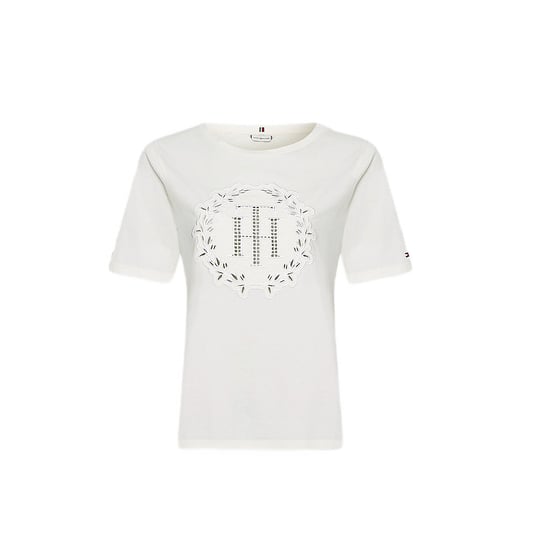 Koszulka damska Tommy Hilfiger Reg TH Applique Open-NK t-shirt z haftem-XS Tommy Hilfiger