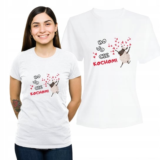 Koszulka Damska z Nadrukiem Bawełniany Biały T-shirt Prezent Kochom S Plexido