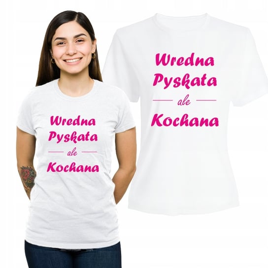 Koszulka Damska z Nadrukiem Bawełniany T-shirt Biały Wredna Pyskata M Plexido