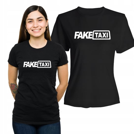 Koszulka Damska z Nadrukiem Bawełniany T-shirt na Prezent Fake Taxi S Plexido
