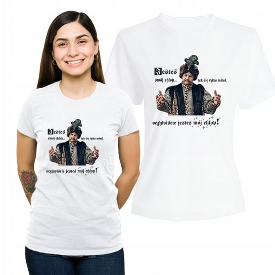 Koszulka Damska z Nadrukiem Bawełniany T-shirt Na Prezent Mój Chłop L Plexido