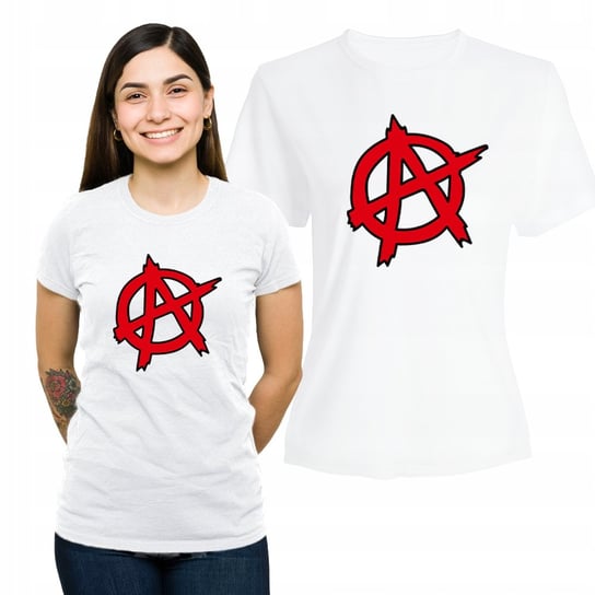 Koszulka Damska z Nadrukiem  Biały T-shirt Prezent Anarchia XXL Plexido