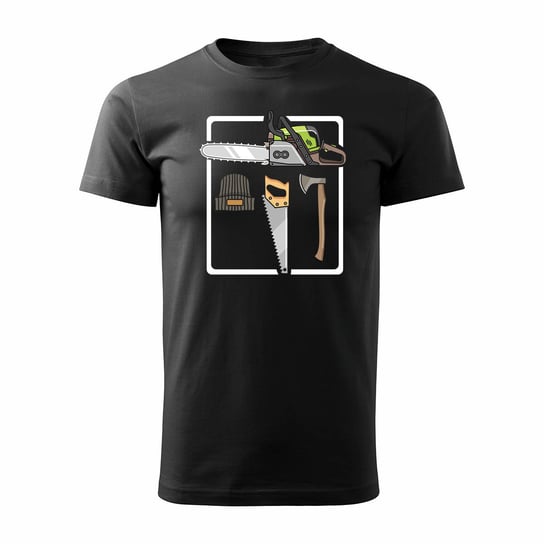 Koszulka dla drwala drwal z drwalem drewno męska czarna REGULAR-XXL TUCANOS