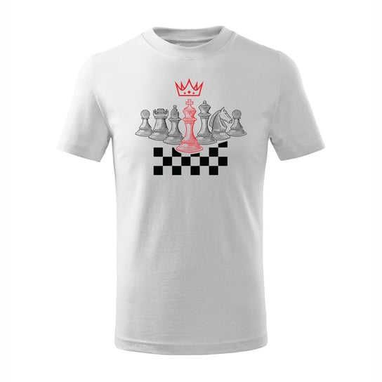 Koszulka dla dzieci dziecięca szachy dla szachisty z szachami w szachy biała-122 cm/6 lat TUCANOS