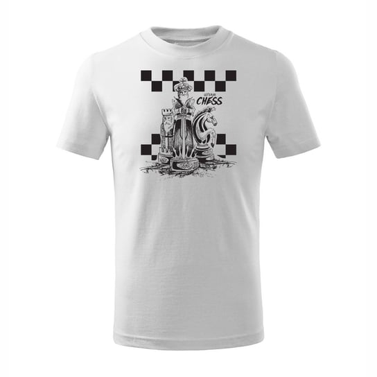 Koszulka dla dzieci dziecięca szachy dla szachisty z szachami w szachy biała-146 cm/10 lat TUCANOS