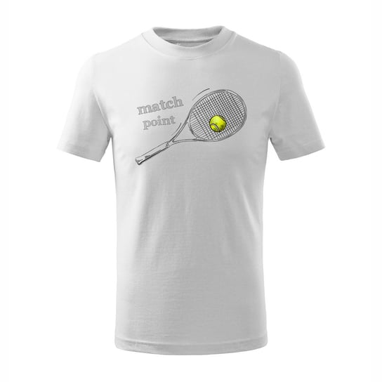 Koszulka dla dzieci dziecięca tenis tenisowa z rakietą do tenisa biała-110 cm/4 lata TUCANOS