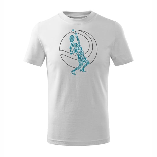 Koszulka dla dzieci dziecięca tenis tenisowa z rakietą do tenisa biała-134 cm/8 lat TUCANOS