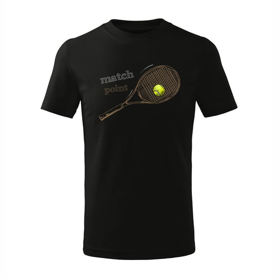 Koszulka dla dzieci dziecięca tenis tenisowa z rakietą do tenisa czarna-122 cm/6 lat TUCANOS