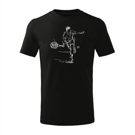 Koszulka dla dzieci dziecięca tenis tenisowa z rakietą do tenisa czarna-134 cm/8 lat TUCANOS