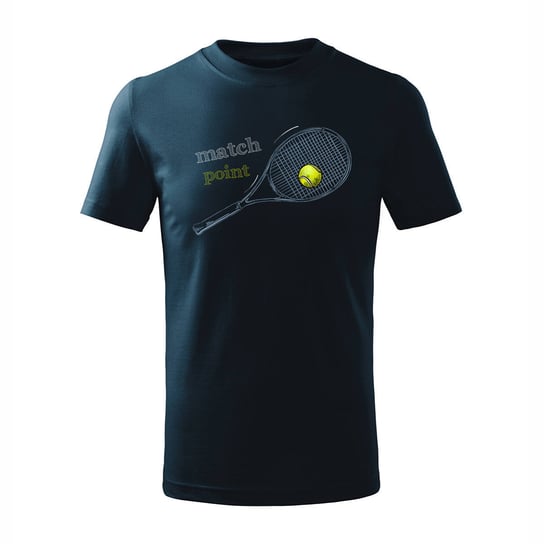 Koszulka dla dzieci dziecięca tenis tenisowa z rakietą do tenisa granatowa-134 cm/8 lat TUCANOS