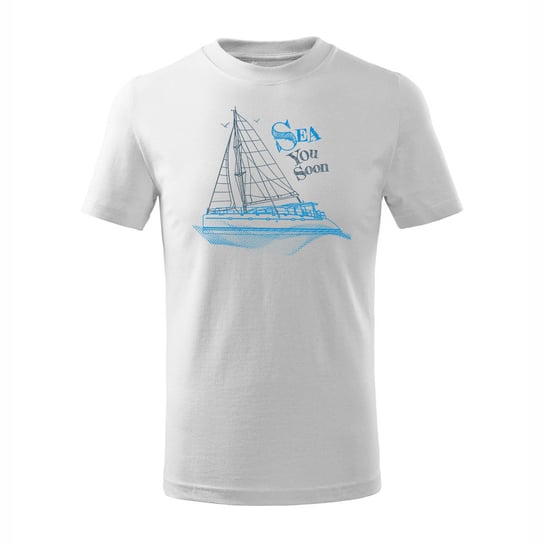 Koszulka dla dzieci z jachtem jacht żaglówką żaglówka yacht regaty biała-110 cm/4 lata TUCANOS