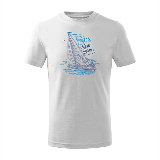 Koszulka dla dzieci z jachtem jacht żaglówką żaglówka yacht regaty biała-134 cm/8 lat TUCANOS