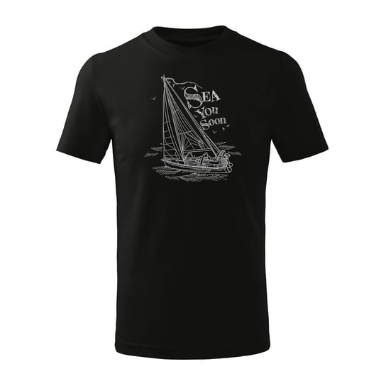 Koszulka dla dzieci z jachtem jacht żaglówką żaglówka yacht regaty czarna-110 cm/4 lata TUCANOS