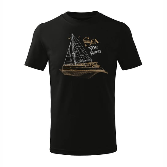Koszulka dla dzieci z jachtem jacht żaglówką żaglówka yacht regaty czarna-134 cm/8 lat TUCANOS