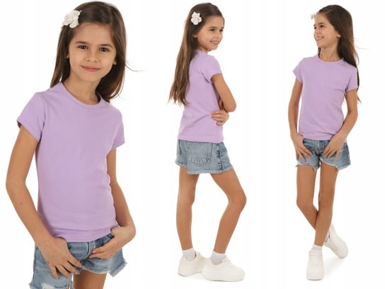 Koszulka dla dziewczynki, t-shirt, produkt polski - 152 LILIOWY / KROPEK Inna marka