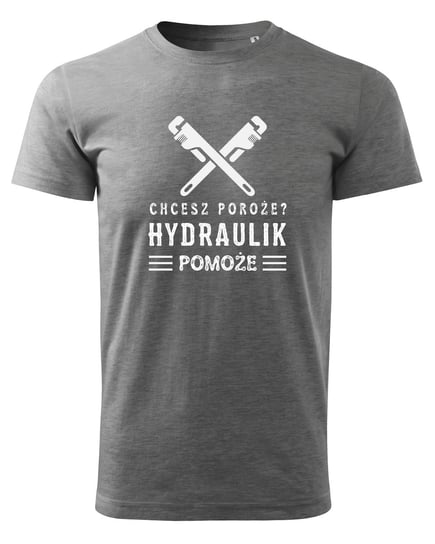 Koszulka dla Hydraulika Chcesz poroże? Hydraulik pomoże Szary XL TeeLove