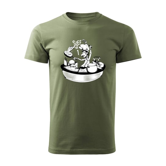 Koszulka dla kucharza kucharz z kucharzem z gotowaniem mistrz kuchni męska khaki REGULAR-M TUCANOS