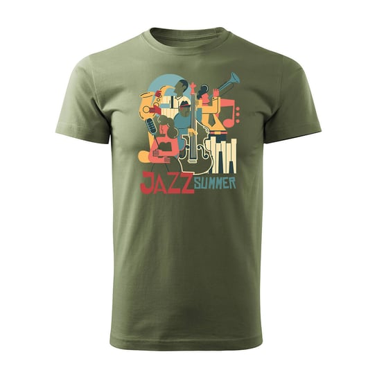 Koszulka dla muzyka jazz afrobeat smooth jazzowa męska khaki REGULAR-L TUCANOS