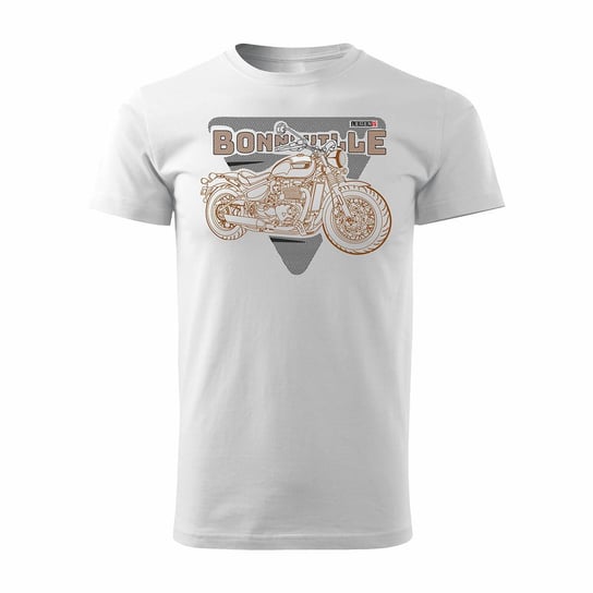 Koszulka dla taty na Dzień Ojca, prezent, z motocyklem Triumph Bonneville, biała, rozmiar S Topslang