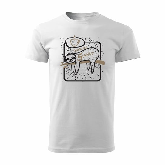 Koszulka do spania z leniwcem leniwiec kawa męska biała REGULAR-M TUCANOS