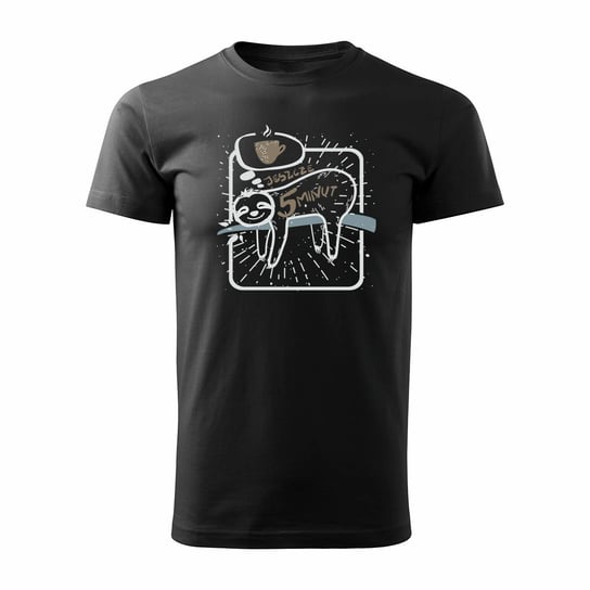 Koszulka do spania z leniwcem leniwiec kawa męska czarna REGULAR-M TUCANOS