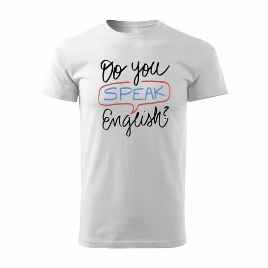 Koszulka do you speak English dla anglisty nauczyciela angielskiego męska biała REGULAR-XL TUCANOS