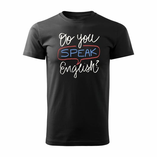 Koszulka do you speak English dla anglisty nauczyciela angielskiego męska czarna REGULAR-L TUCANOS