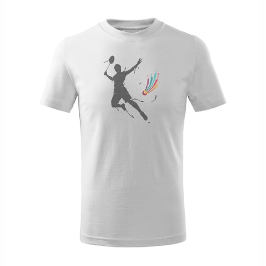 Koszulka dziecięca badminton z badmintonem do badmintona biała-122 cm/6 lat TUCANOS