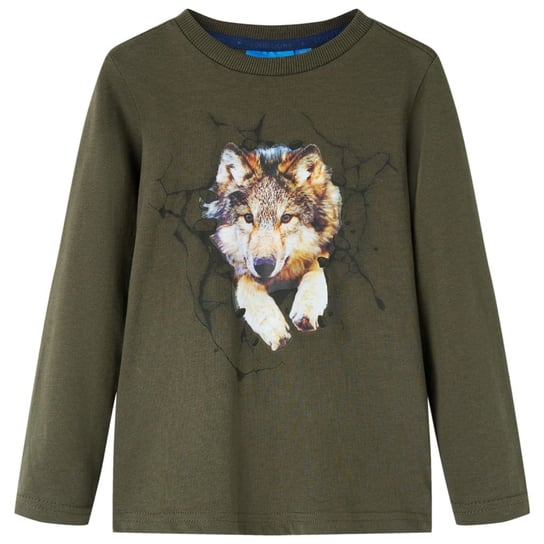 Koszulka dziecięca khaki z wilkiem 92cm Zakito Europe