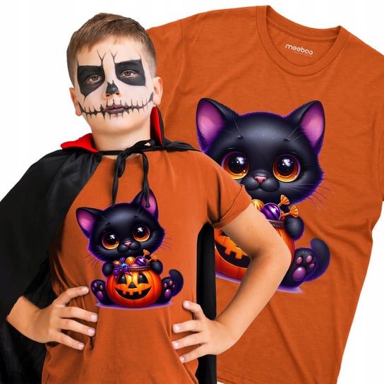 Koszulka DZIECIĘCA na Halloween Kot z Dynią PREZENT  dla niej niego Meeboo