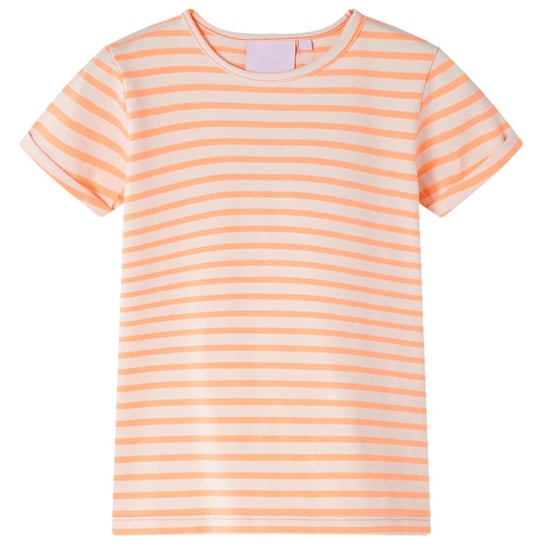 Koszulka dziecięca neon pomarańcz 128cm, paski, ba Inna marka