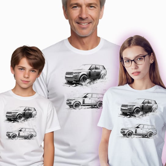 Koszulka dziecięca prezent auto Range Rover 1 biała XL (12-14 lat) UNIQ