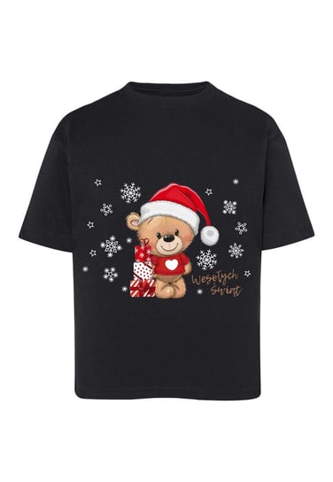 Koszulka dziecięca świąteczny miś czarna Tup Tup
