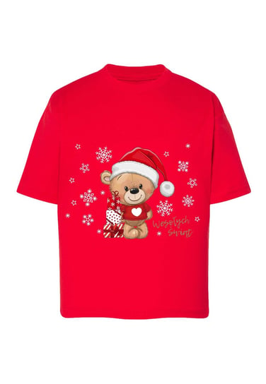 Koszulka dziecięca świąteczny miś czerwona Tup Tup