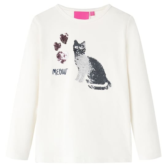 Koszulka dziecięca z cekinowym kotem - 104 (ecru) Zakito Europe